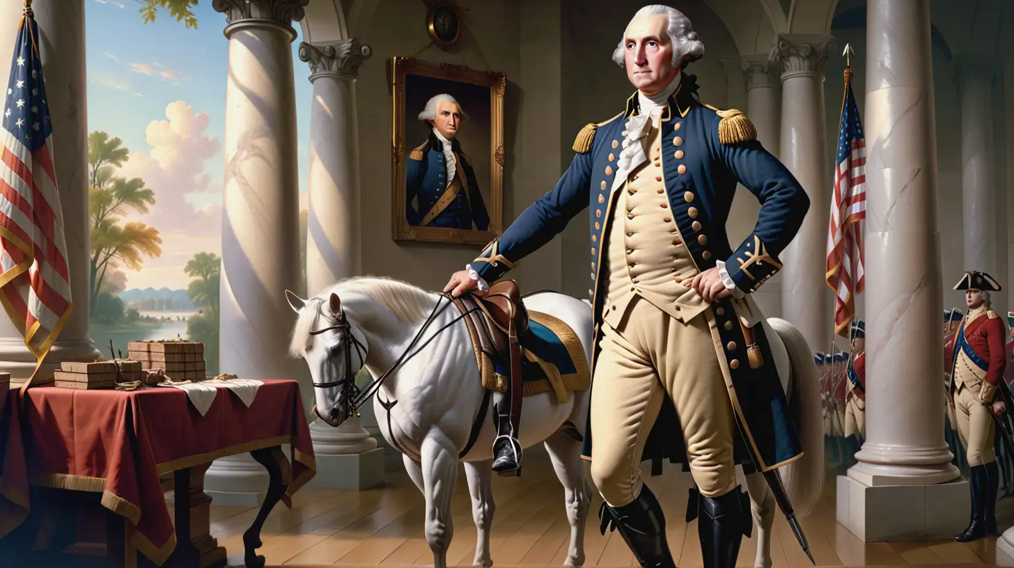 George Washington full body Comandante en jefe del Ejército Continental durante la Guerra de Independencia.