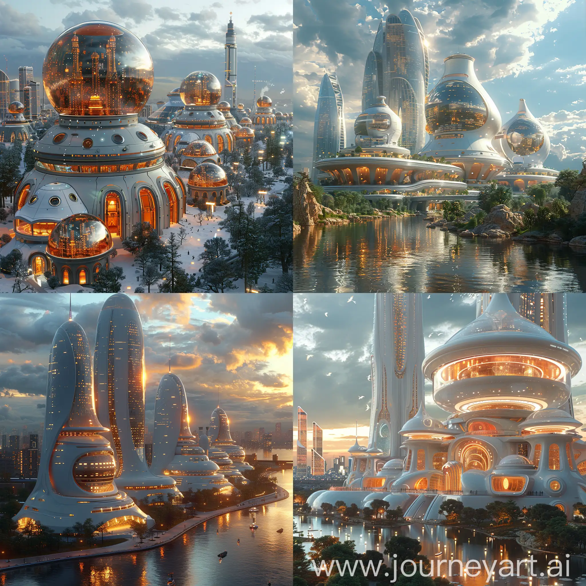 Ultra-modern futuristic Moscow, ultramodern futuristic Moscow, flexible style, octane render --stylize 1000