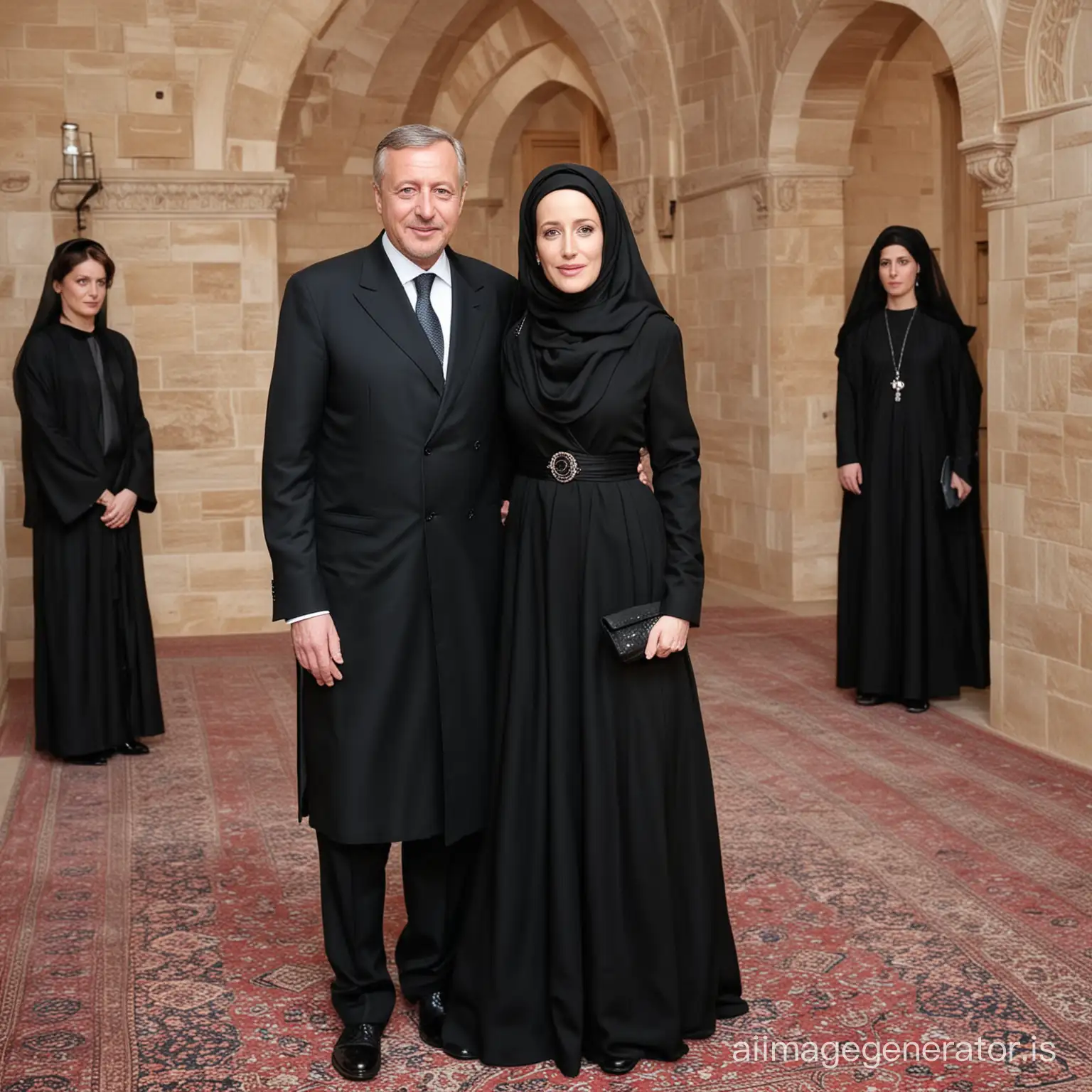 Gillian Anderson marrying President Erdogan, he asked Gillian to dress accordingly to his muslim faith and wear a floor-length black abaya with long black hijab and stand demurely beside him as Emine Erdogan , his newlywed devoted wife