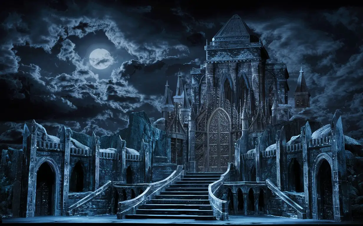 Gloomy-Imperial-Palace-Gothic-Style-on-Theater-Stage