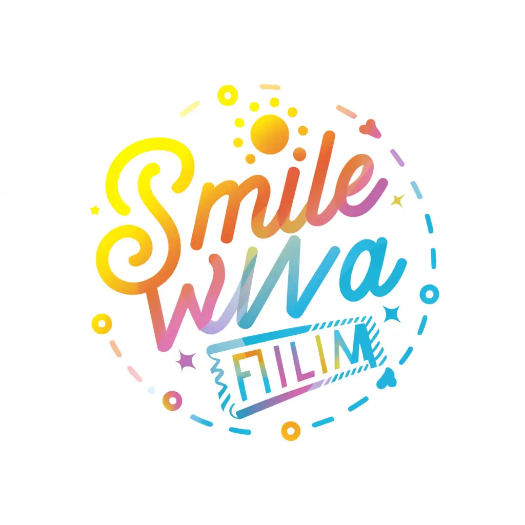 a logo design,with the text 'smile wA Film', main symbol:youtube icon, concert, film, camera, rainbow gradation color, white background,complex,be used in Entertainment industry,clear background