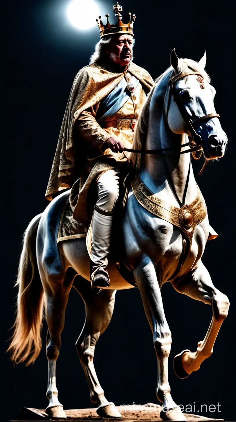 Cinematic ilustration image with transparent background of a king sitting on the horse 