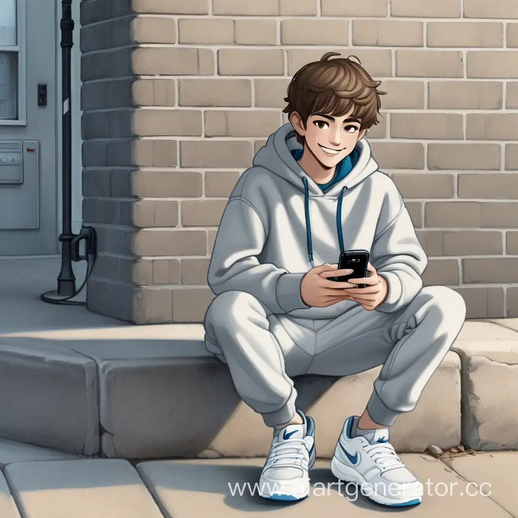 Urban-Teen-Happiness-Smiling-Boy-by-Gray-Brick-Wall-with-Smartphone