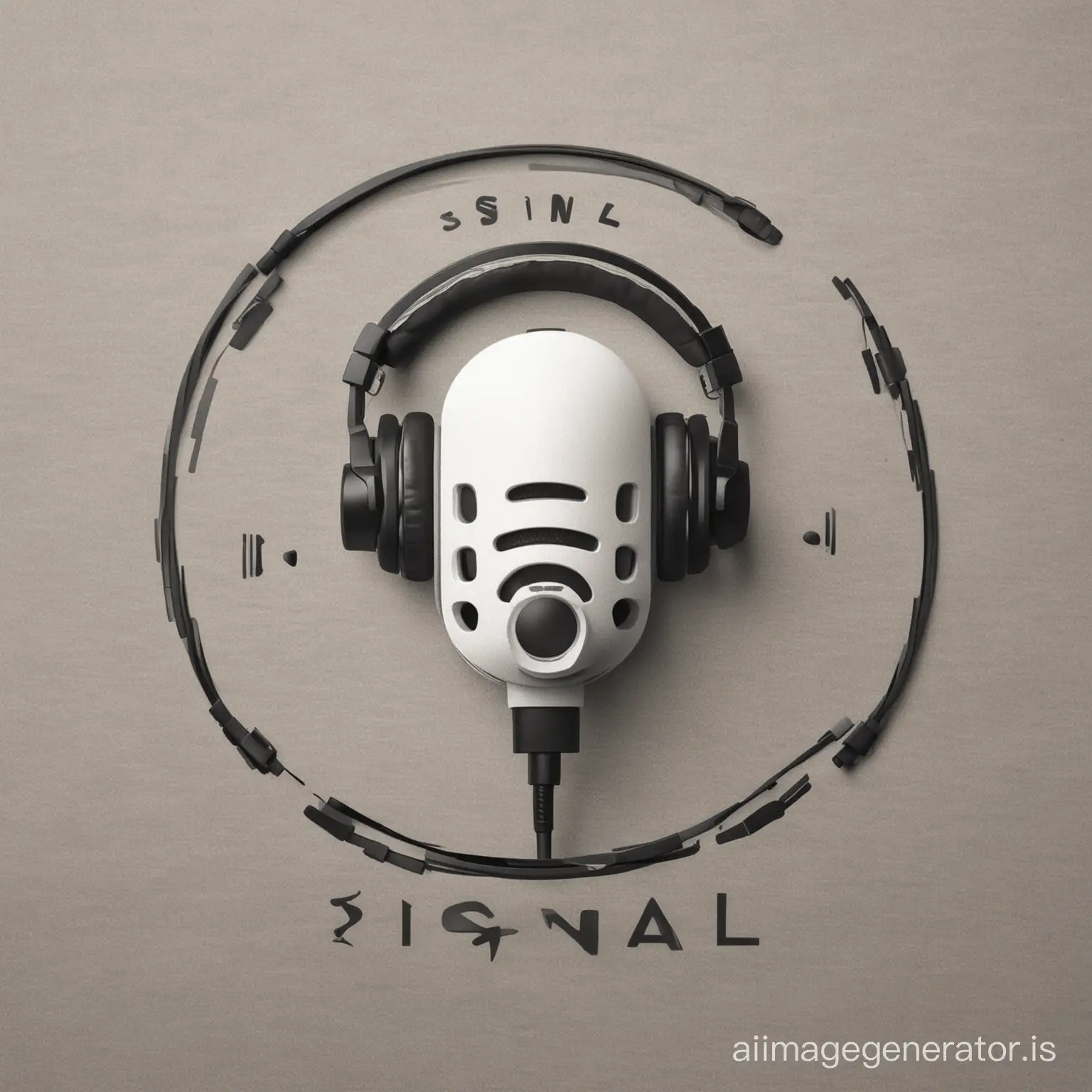 Logo of the recording studio "Signal" with a microphone and headphones in minimalist style