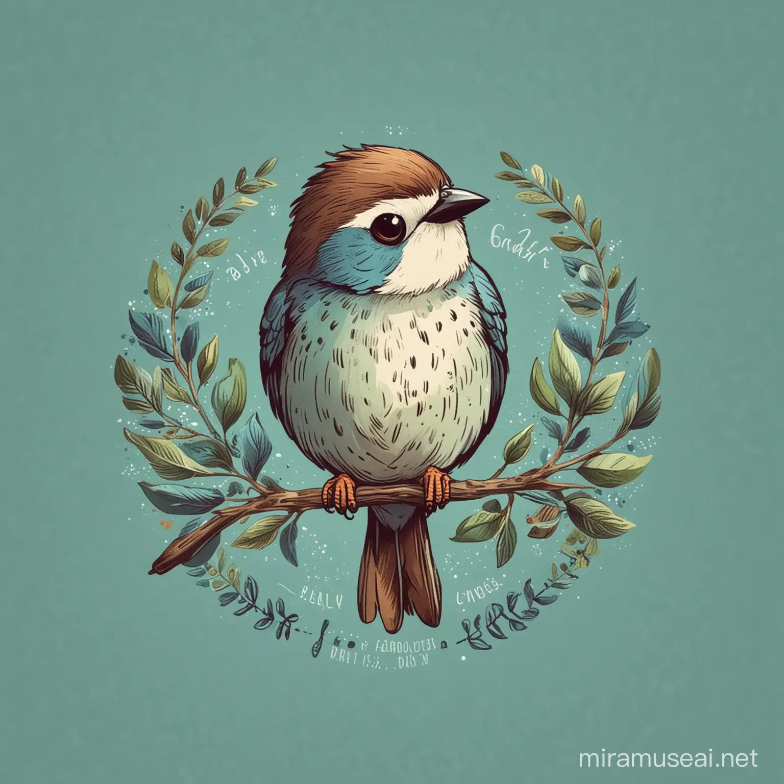 SparrowCrafters Logo Design Versatile Sparrow and Crafting Element in Vibrant Blues and Greens