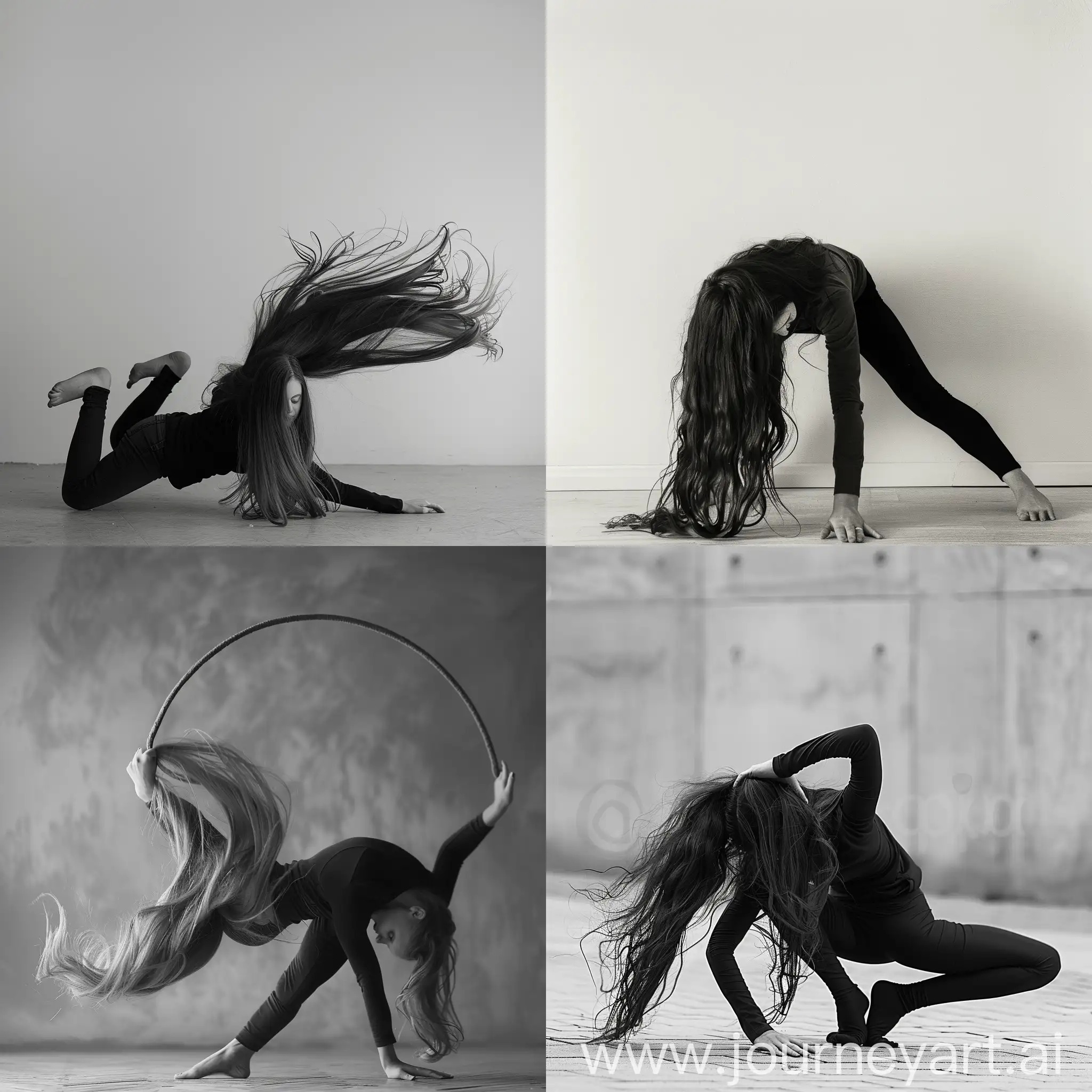 girl with long hair doing a ruppel backbend