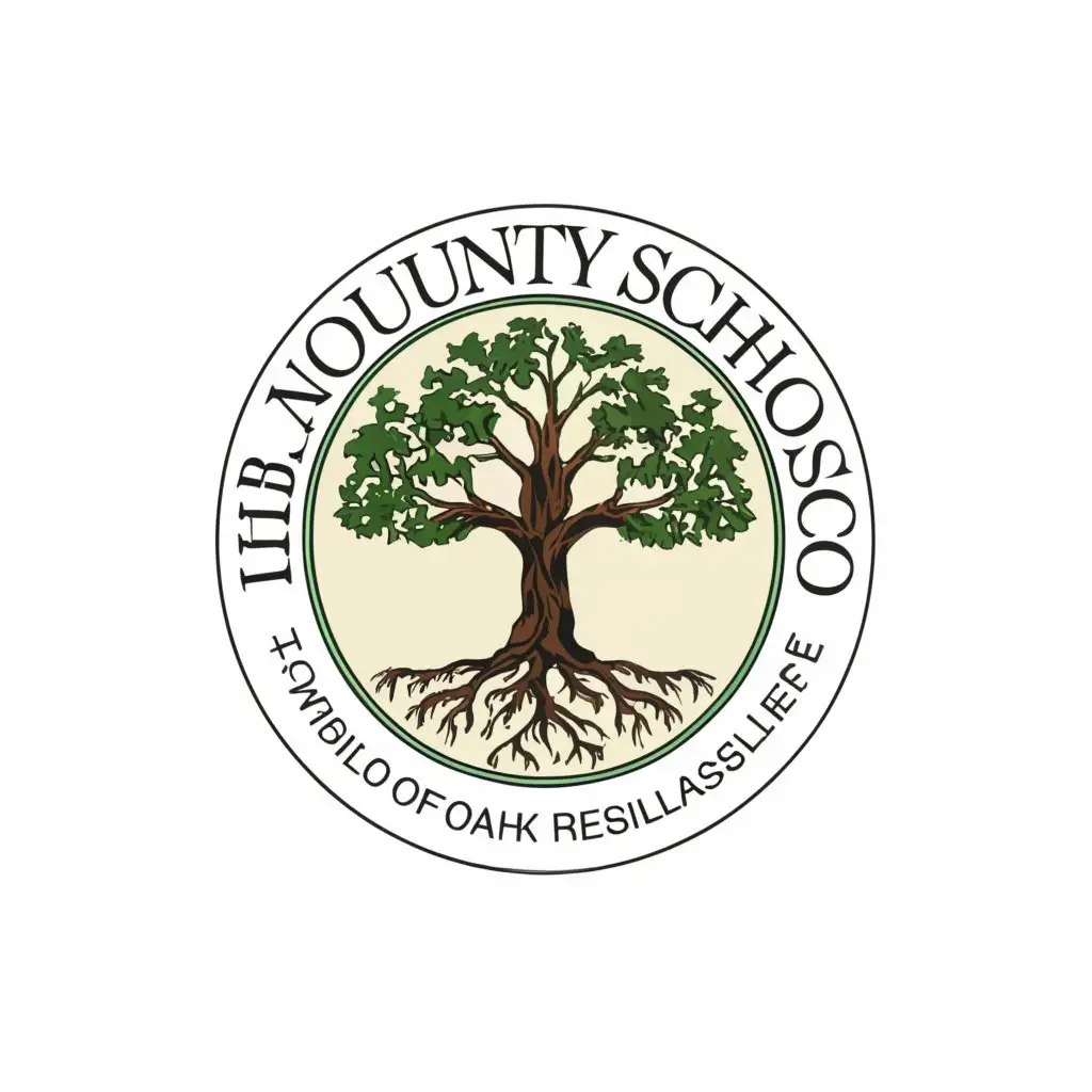 a logo design,with the text "Leon County Schools", main symbol:live oak trees, Tallahassee country shape.,complex,be used in Education industry,clear background