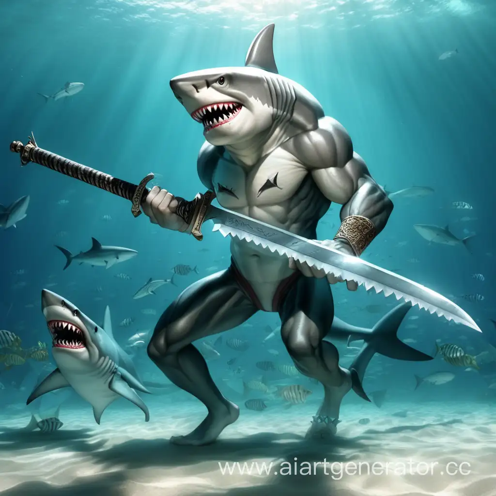 Человек-акула с огромным мечом