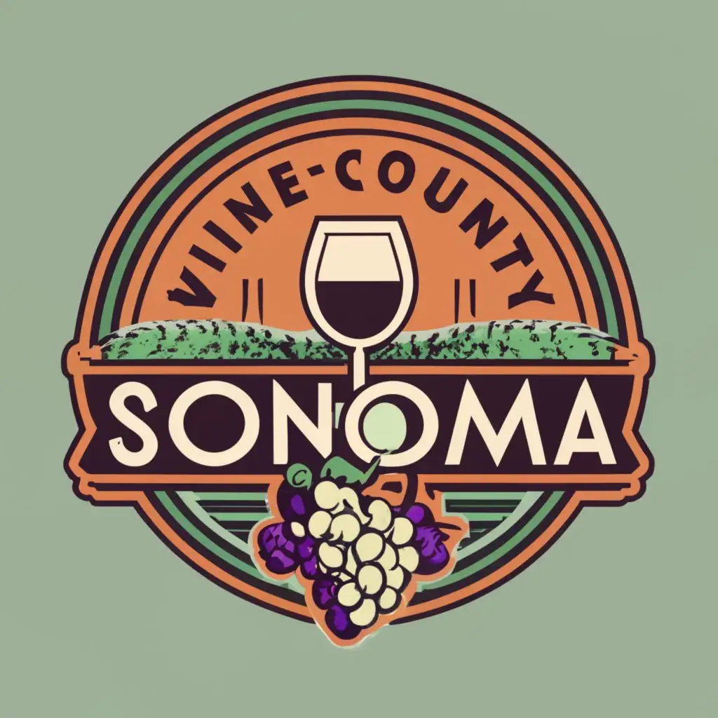 logo, vector, emblem, Winecountry, sonoma, insignia, wine glass, grapes, grape field, menu, female prominence, with the text "WCW", typography, be used in Retail industry