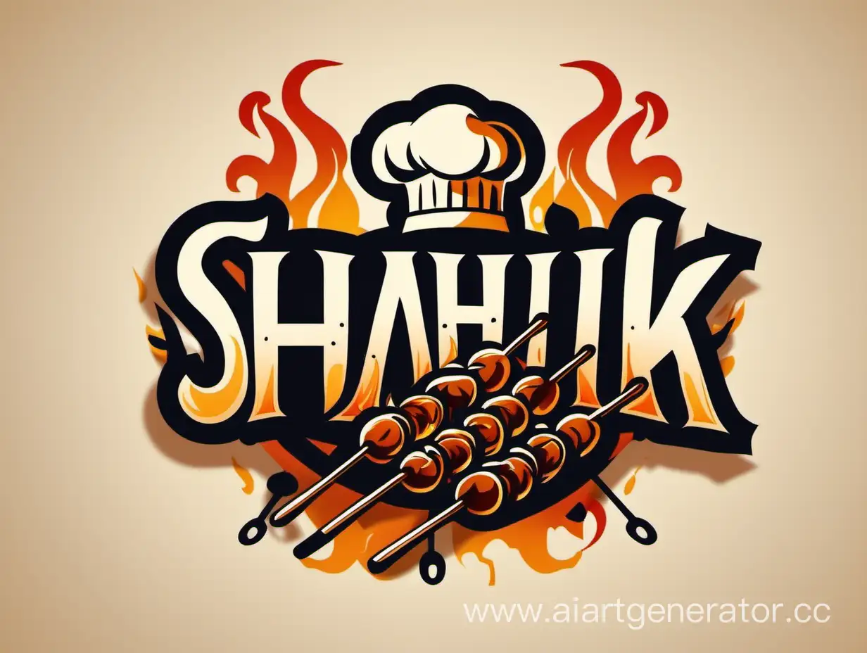 Russian-Bold-Text-Thick-Chef-Logo-with-Juicy-Shashlik-Skewers-and-Grill-Flames