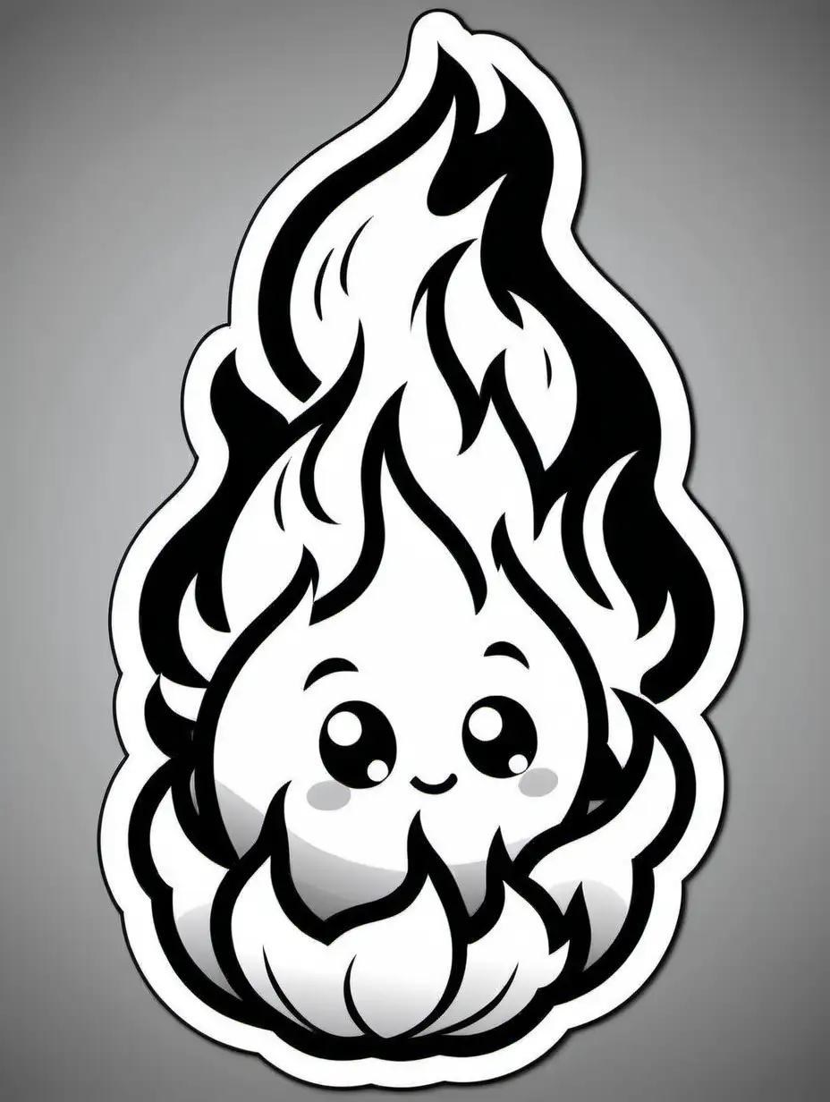 cartoon, fire, sticker, black and white coloring book image