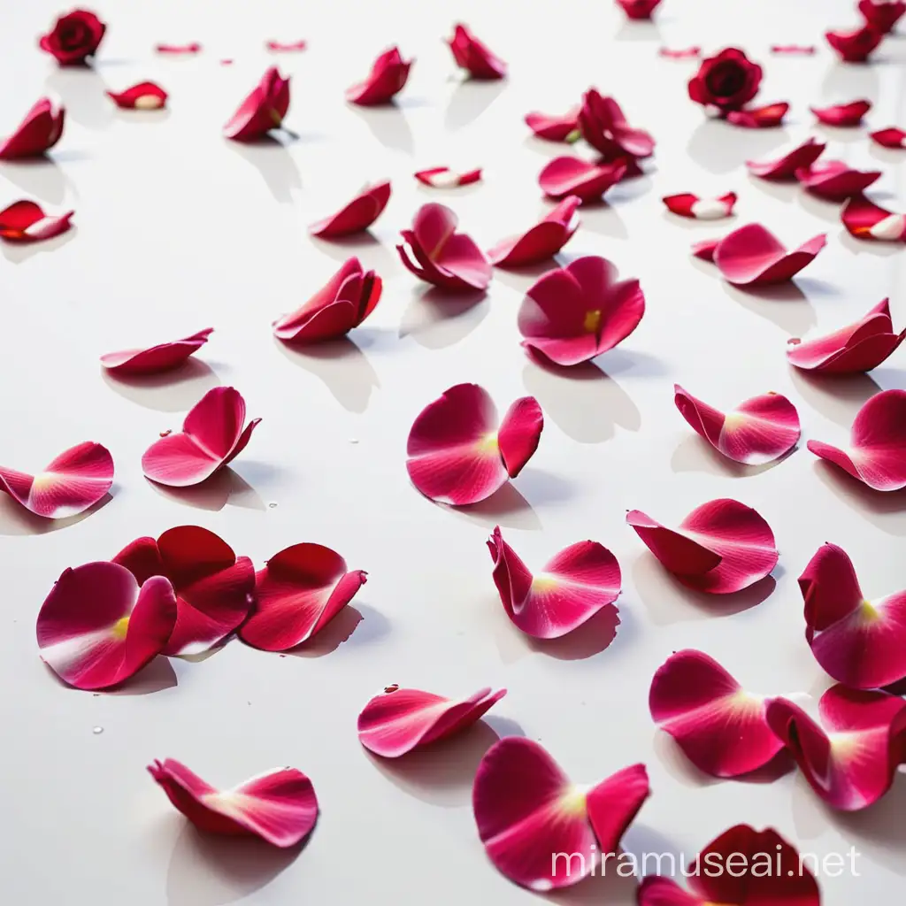 Romantic Scene with Falling Rose Petals