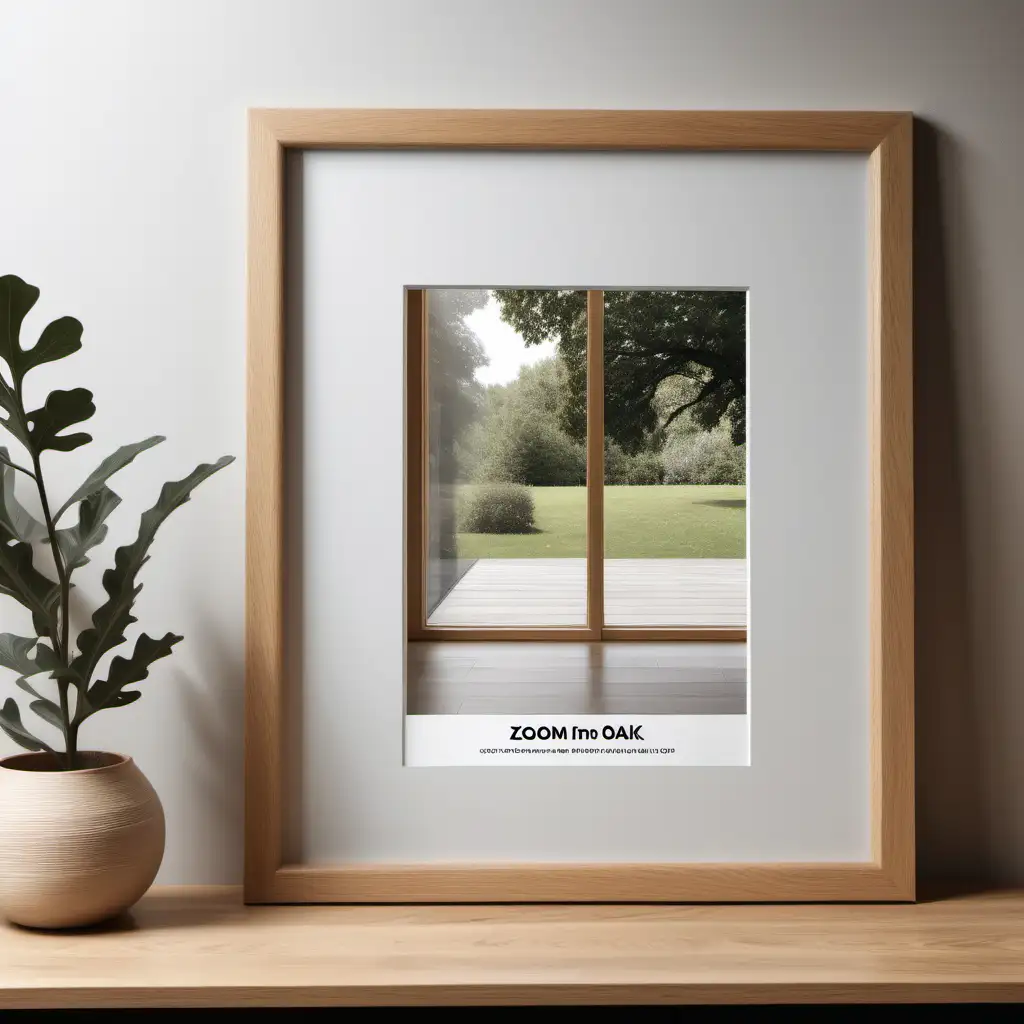 take zoom close up hd oak iso a4 frame mockup with focus light reflection from window  shot the frame a home interior with a poster mockup, seamlessly combining Scandinavian Bohemian style with modern warmth, oster frame mock-up in home interior background, blank oak frame mockup with light reflection from window, living room scandinavian house interior