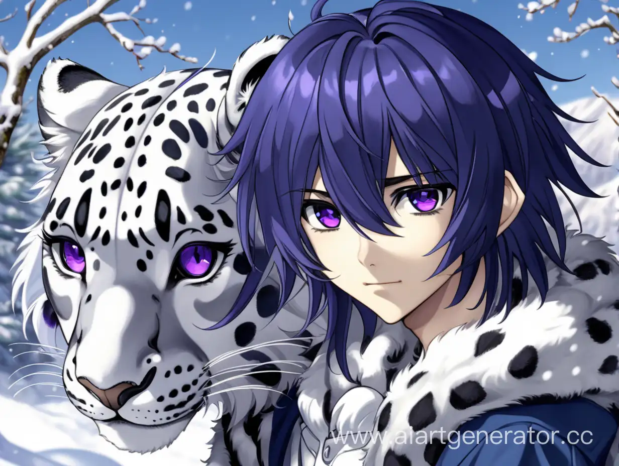 Anime-Boy-with-Snow-Leopard-Features-14YearOld-with-Dark-Blue-Hair-and-Gray-Purple-Eyes