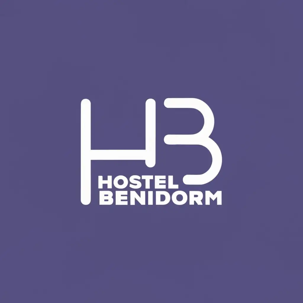 logo, HB, black color, text "Hostal Benidorm" under logo, small letters, white background