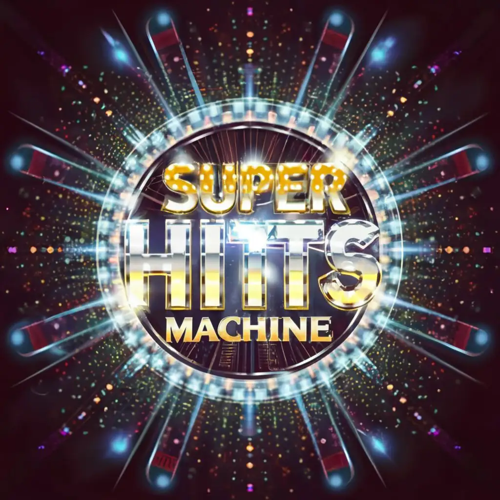 a logo design,with the text "Super Hits Machine", main symbol:Klieg lights,complex,clear background