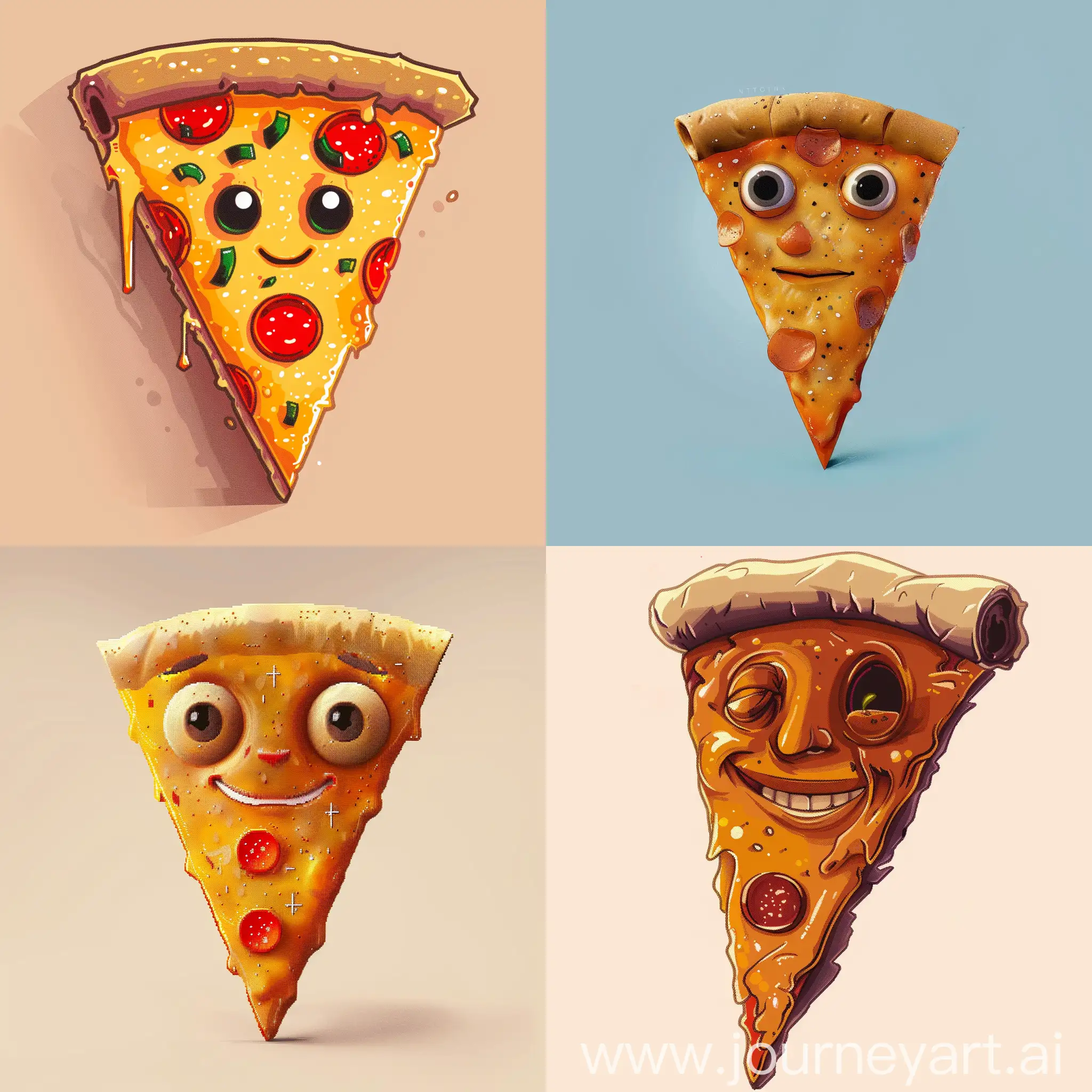 Pizza slice with a face, profile picture, nft art, pixelart 32 x 32 pixel, peperoni