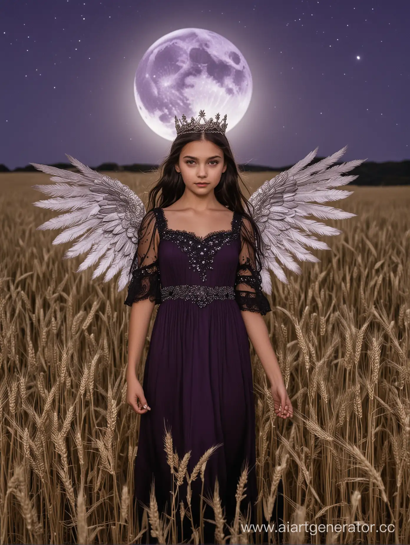 DarkHaired-Girl-Standing-in-Moonlit-Wheat-Field-with-Angelic-Wings