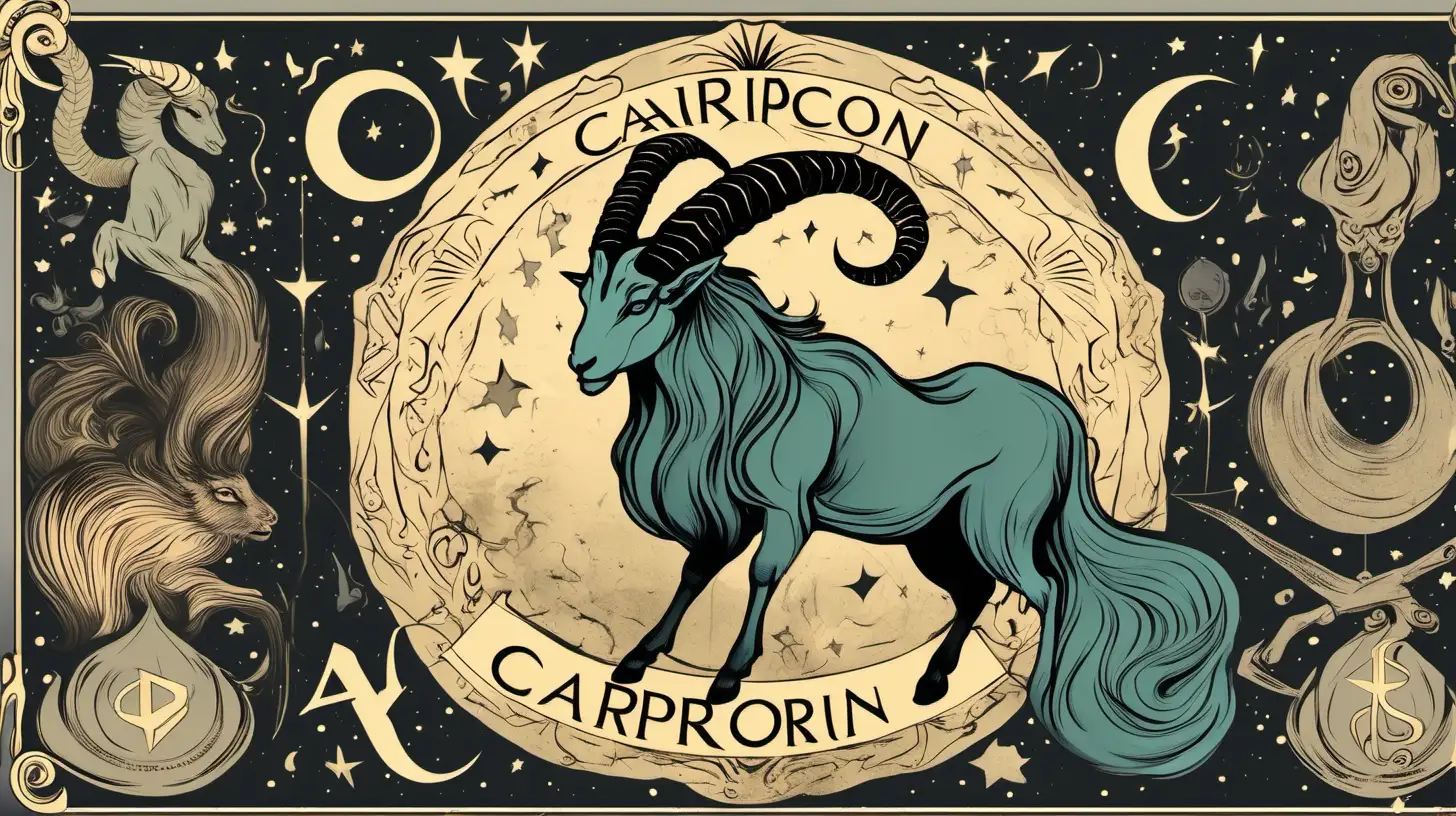 capricorn sign, witchcraft, add banner, muted color