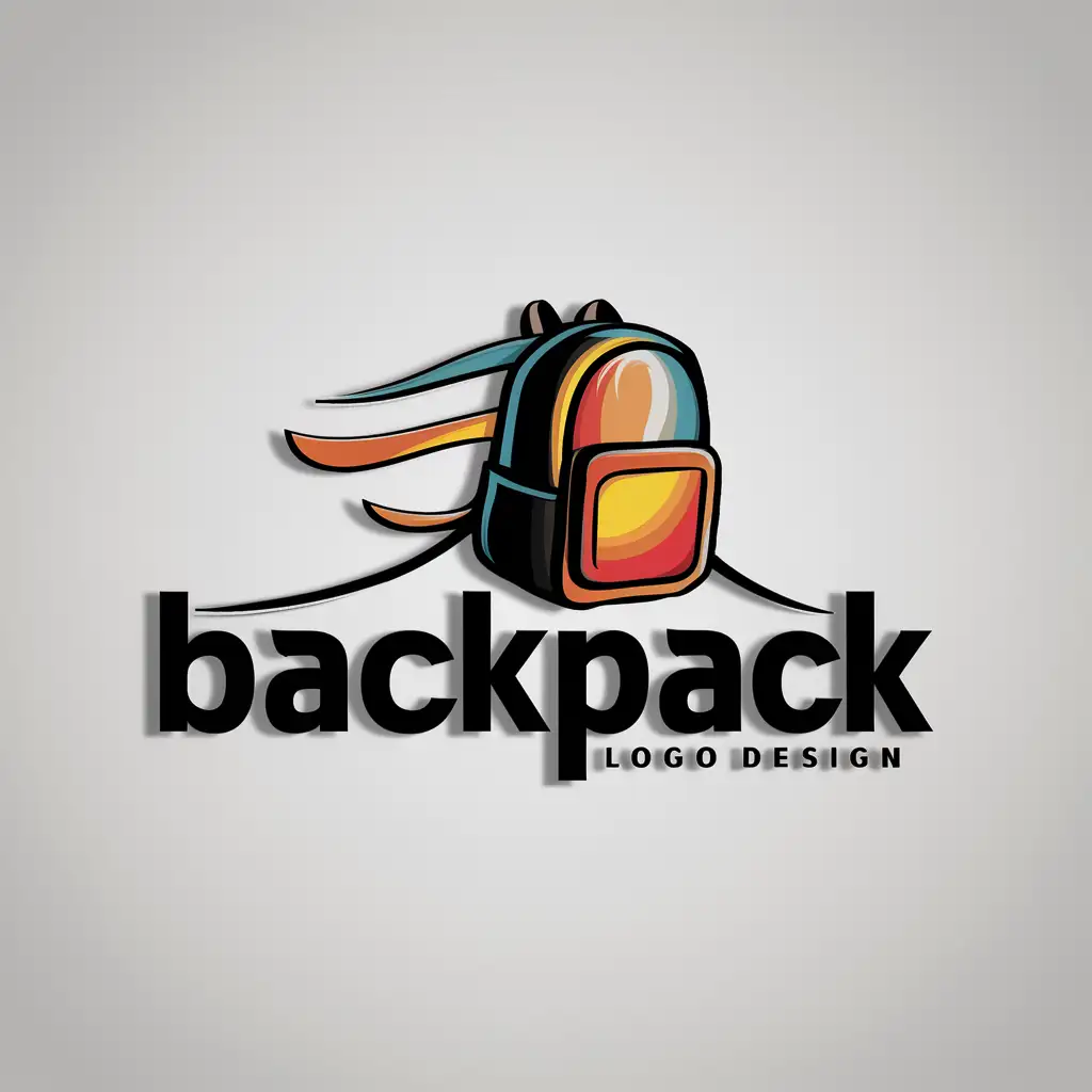 Word Backpack with Attached Mochila Colorful Logo Design for Travel Brand
