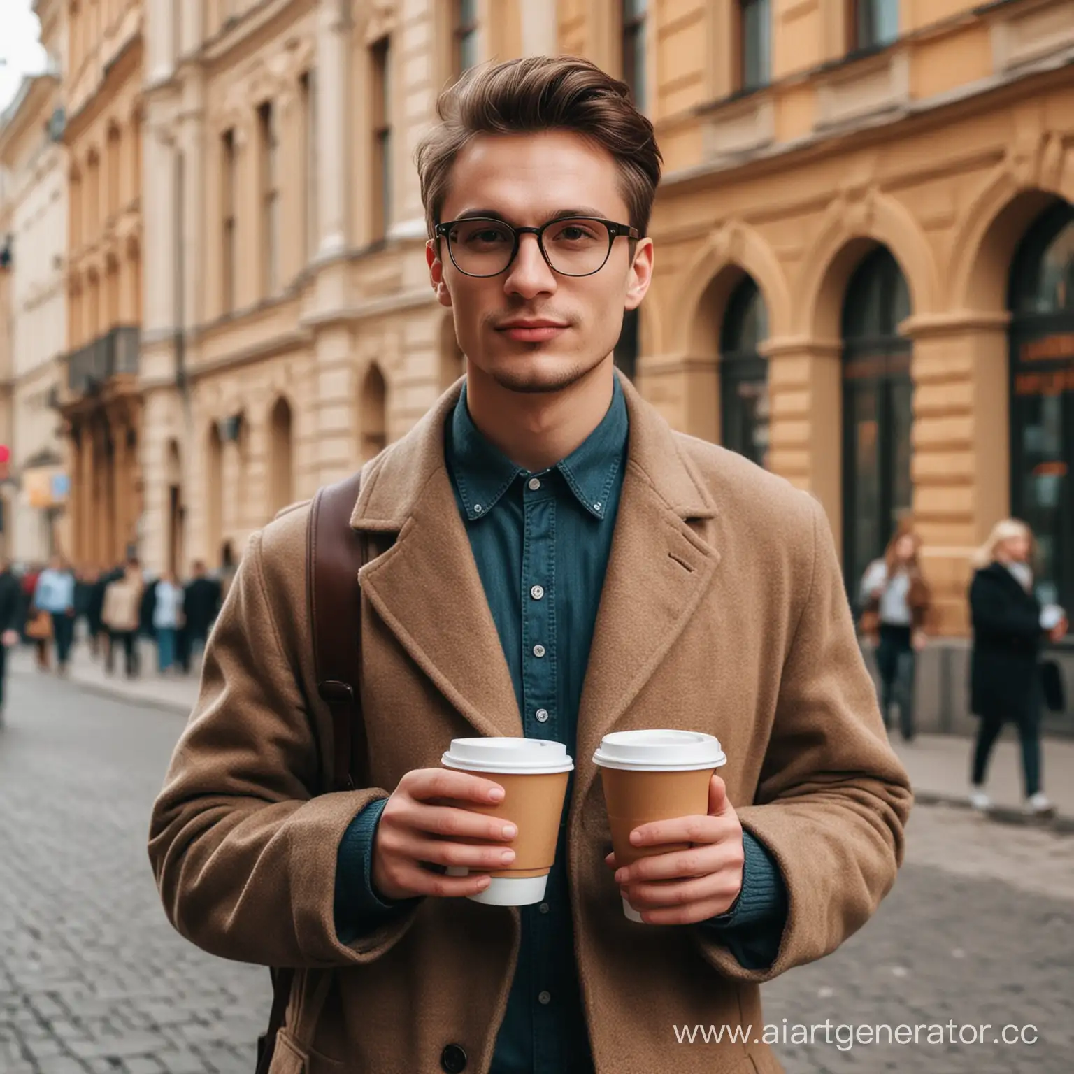 Stylish-Young-Man-Walking-Moscow-Streets-with-Coffee