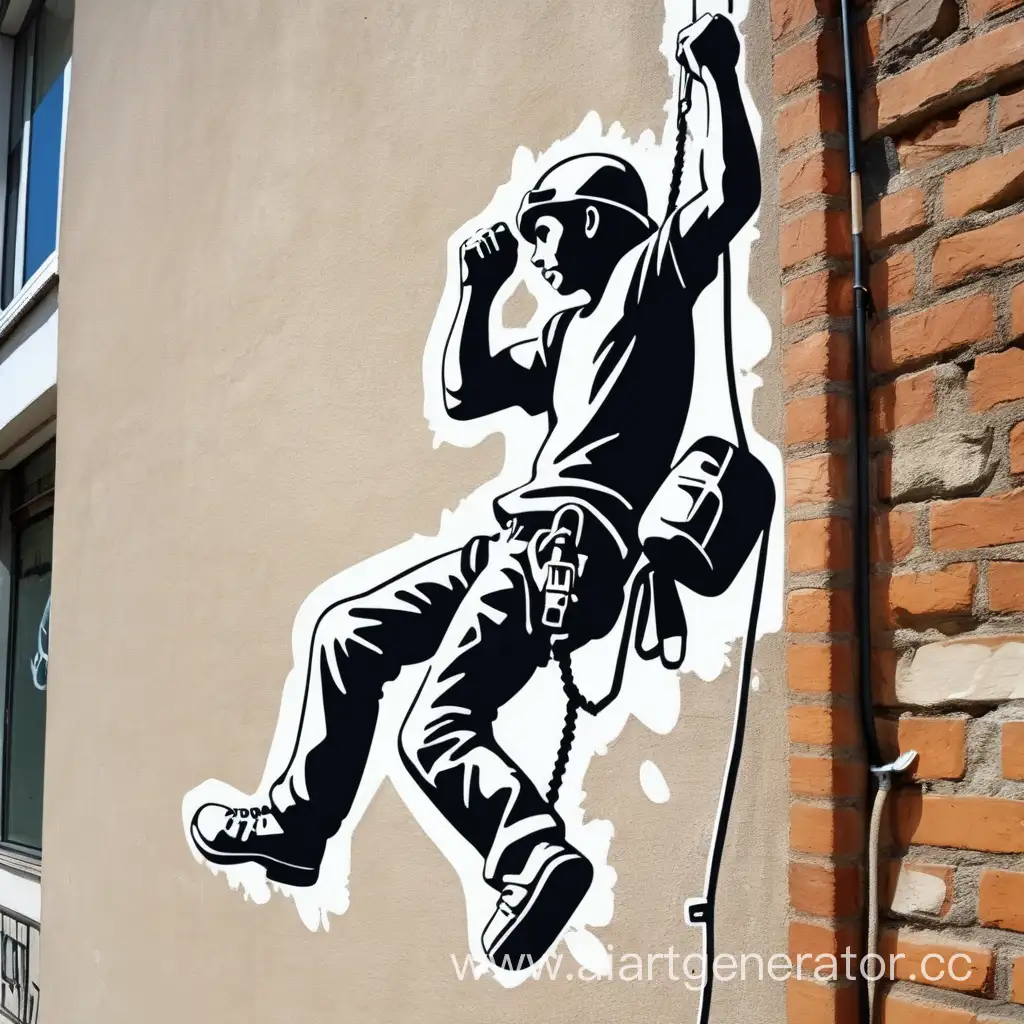 Vibrant-3Color-Street-Art-Energetic-Rock-Climber-Stencil
