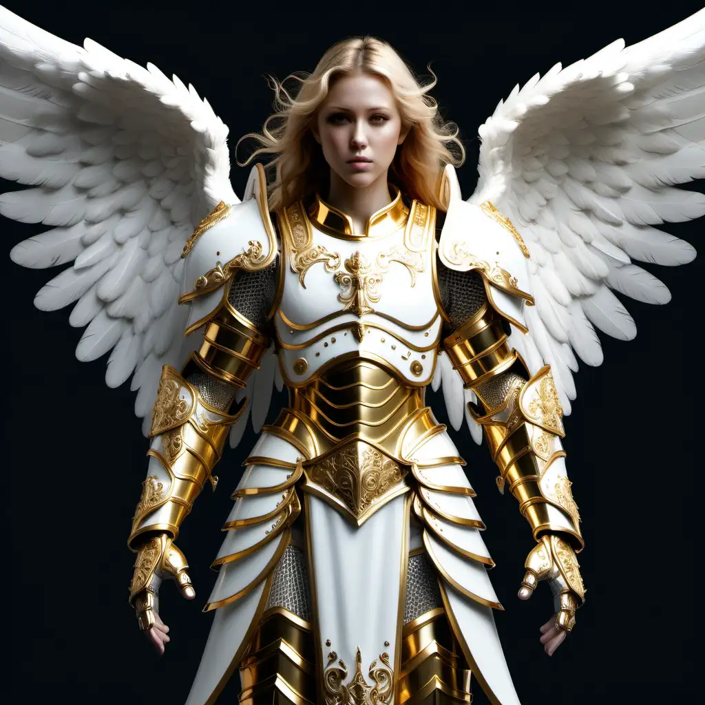 Radiant Angel in White and Gold Heavenly Armor