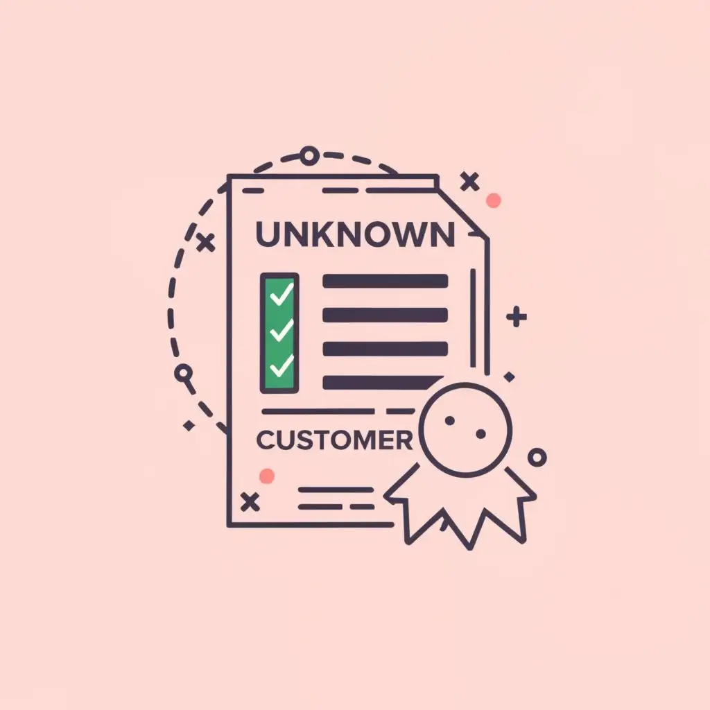 logo, document, with the text "Unknown your customer", typography