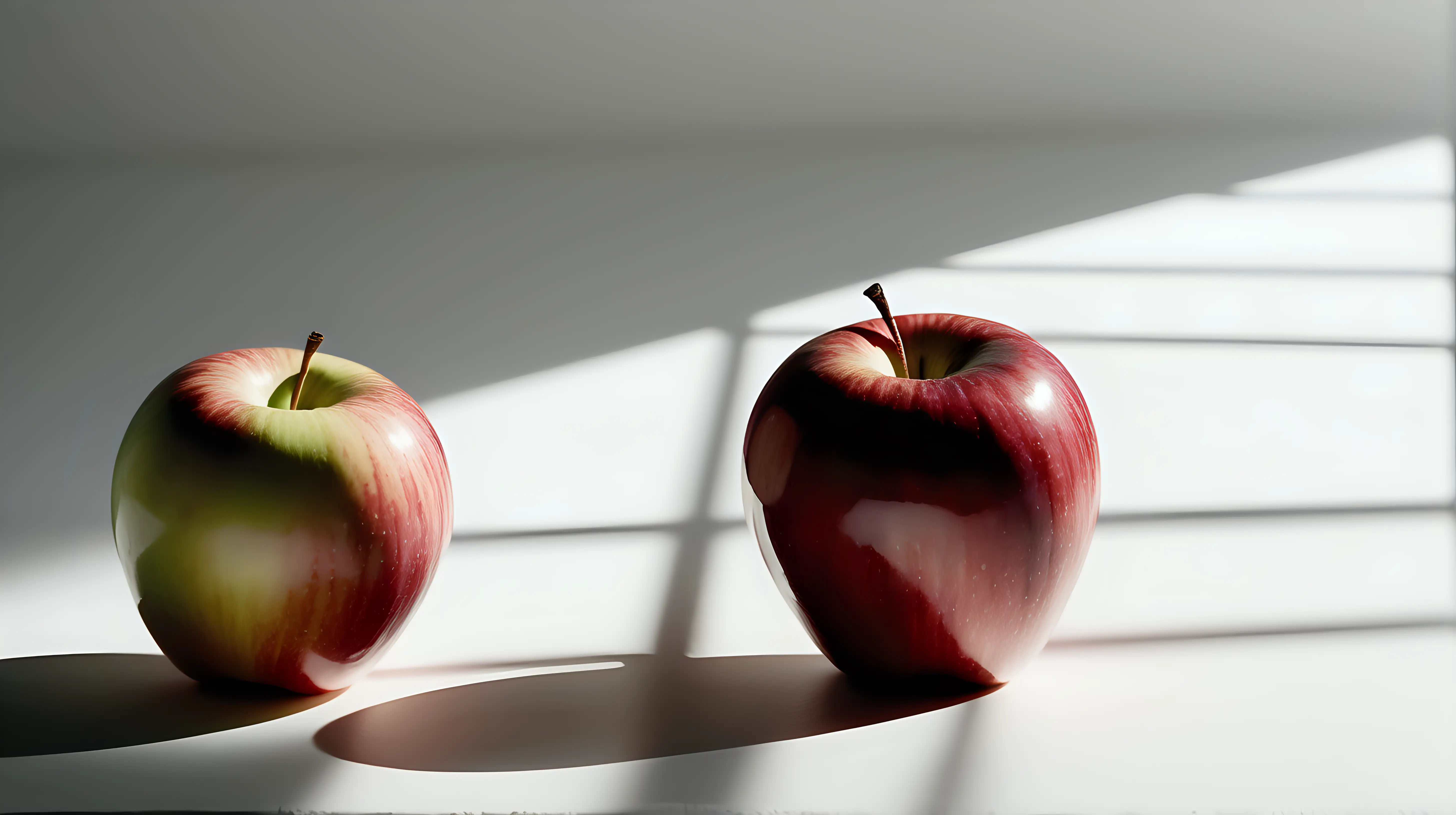 Soft Shadows: Experiment with lighting to cast soft shadows behind the apple, creating a sense of depth and dimension against the clean white background. Emphasize the interplay of light and shadow for added visual interest.



