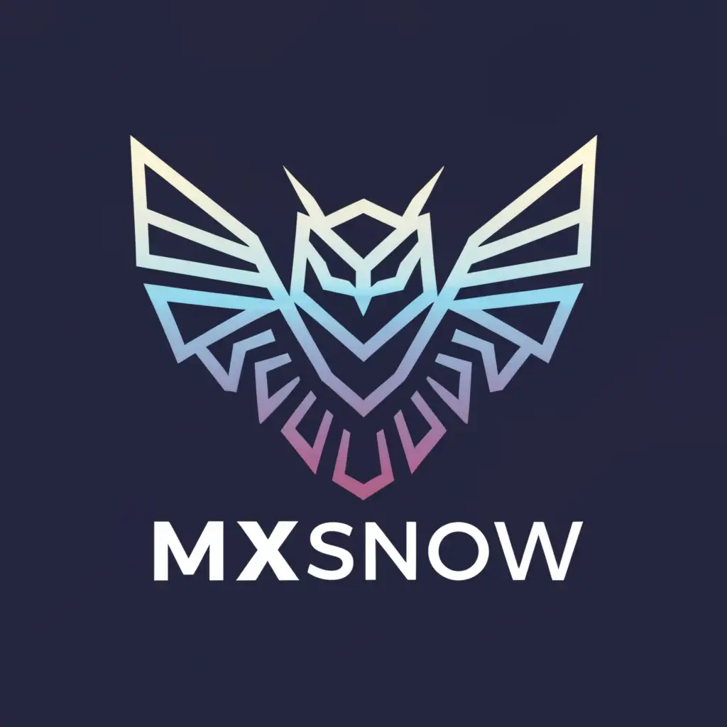 a logo design,with the text "Mxsnow", main symbol:owl,complex,clear background