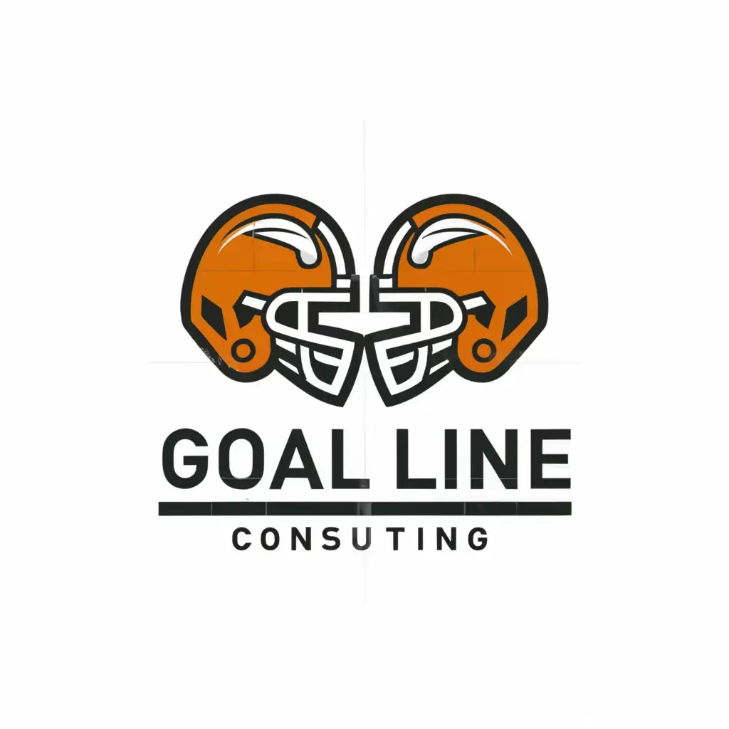 a logo design,with the text "Goal line consulting", main symbol:Football helmets and American football ball,Moderate,be used in Finance industry,clear background
