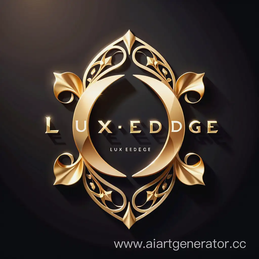 Логотип золотыми буквами и красивыми узорами с названием "LuxeEdge"