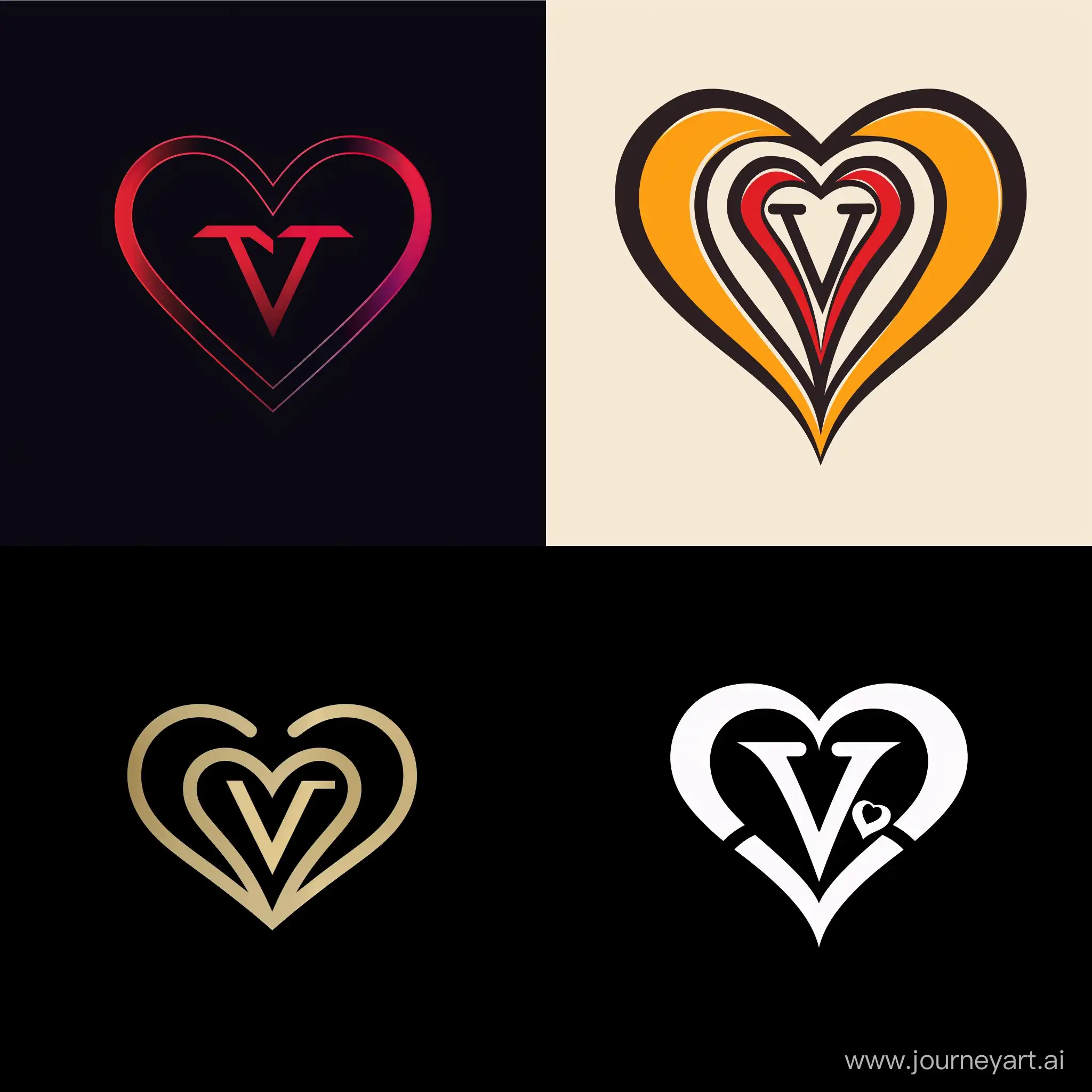 Bir kalp içerisinde V ve T harflerinden oluşan bir logo tasarlar mısın?