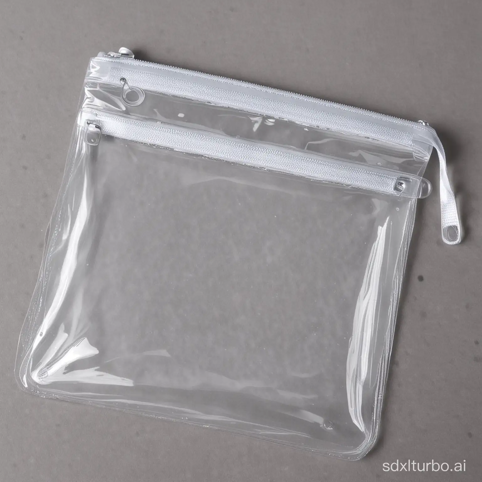 Water droplets hit the waterproof transparent zipper bag