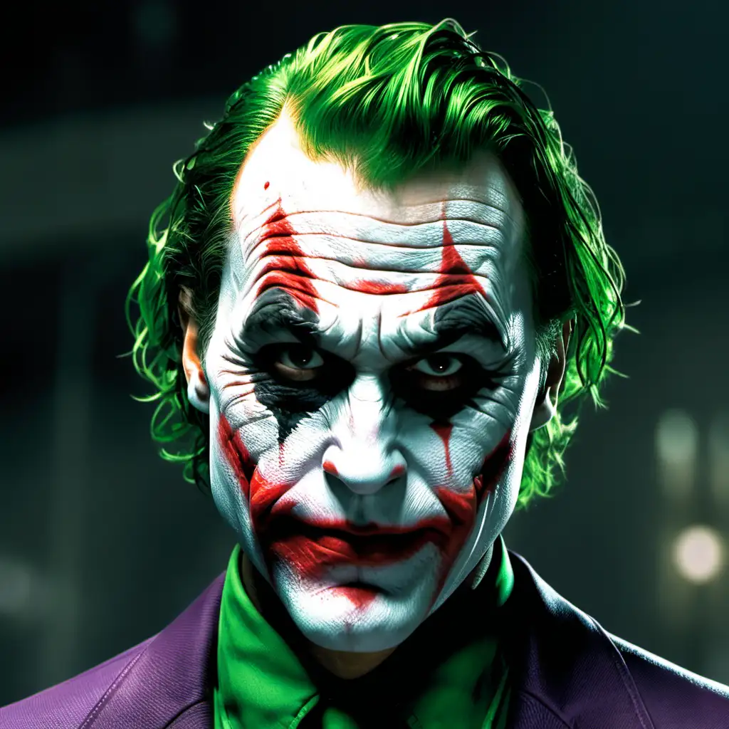 The Joker from Batman with one side of face green and one side of face red.