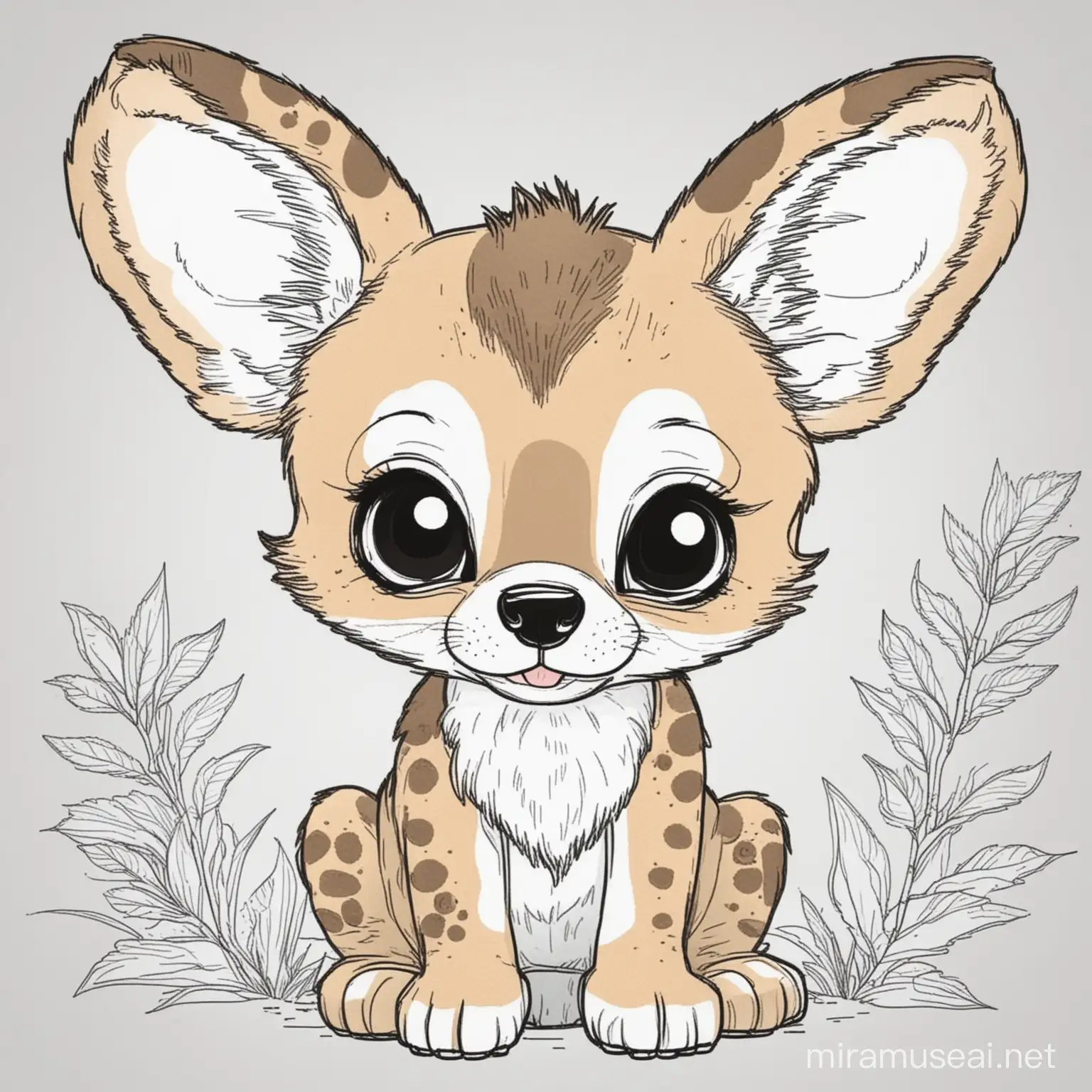 Kawaii Style African Wild Dog Coloring Page | MUSE AI