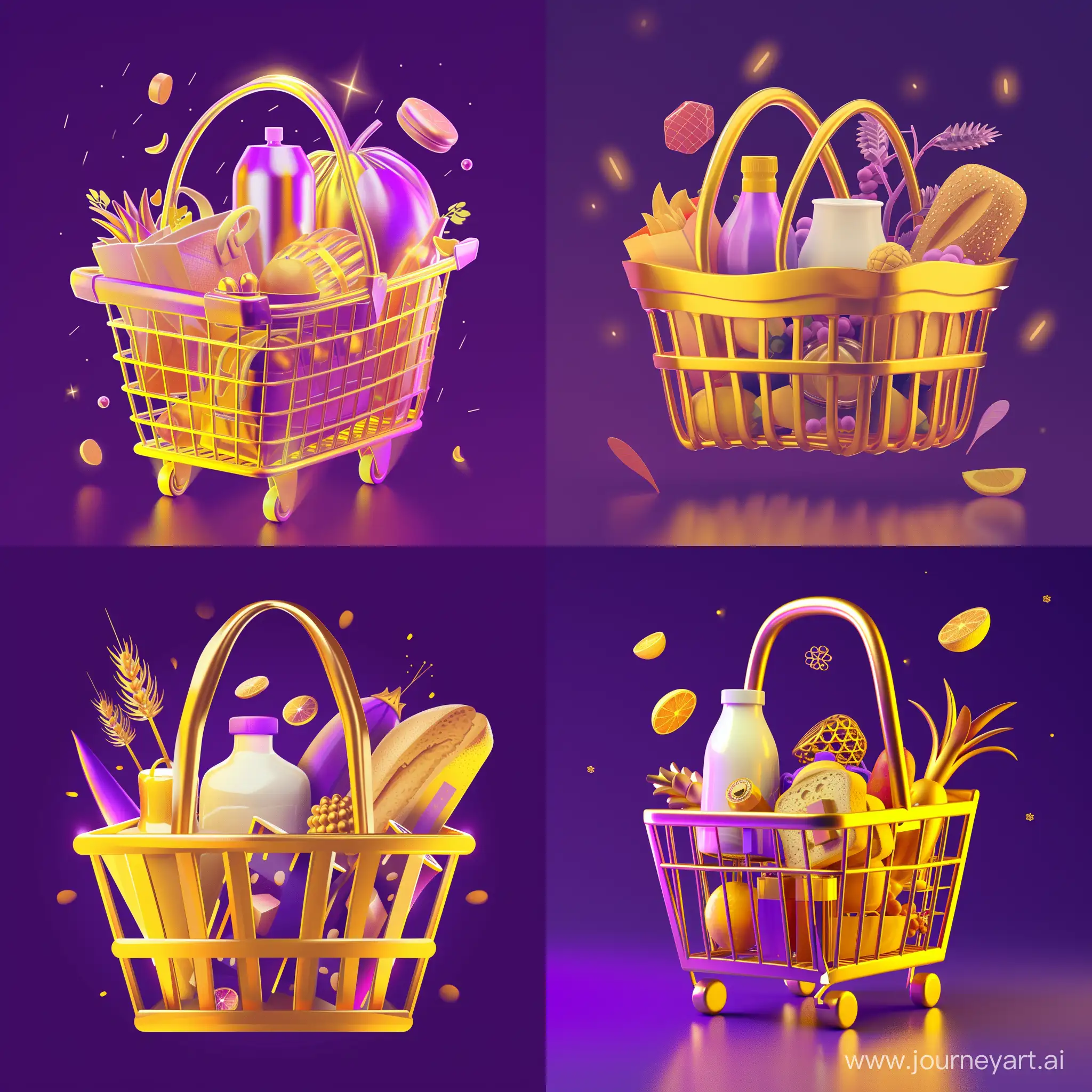 Vibrant-Purple-and-Yellow-Shopping-Basket-Banner-with-Golden-Elegance