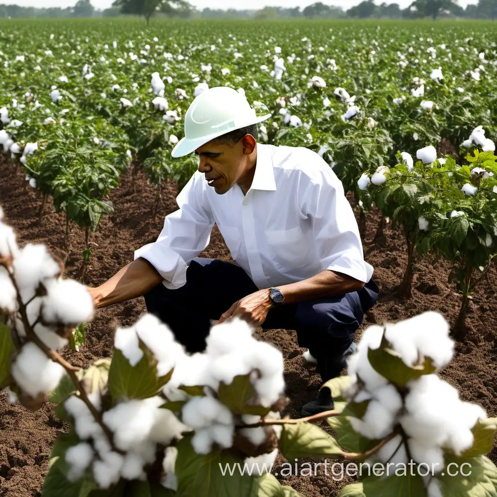 Обычный Барак Обама работает на плантации хлопка 