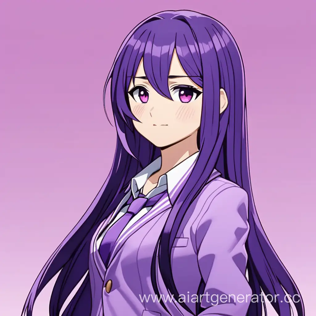 Yuri-from-Doki-Doki-Literature-Club-with-Very-Long-Dark-Purple-Hair