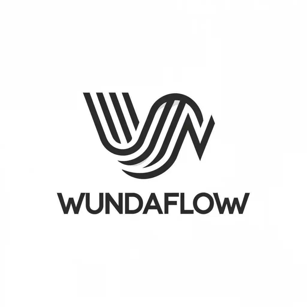 a logo design,with the text "wundaflow", main symbol:Obviously, ours would be a modern '' W'' letter color is black and white,Moderate,clear background