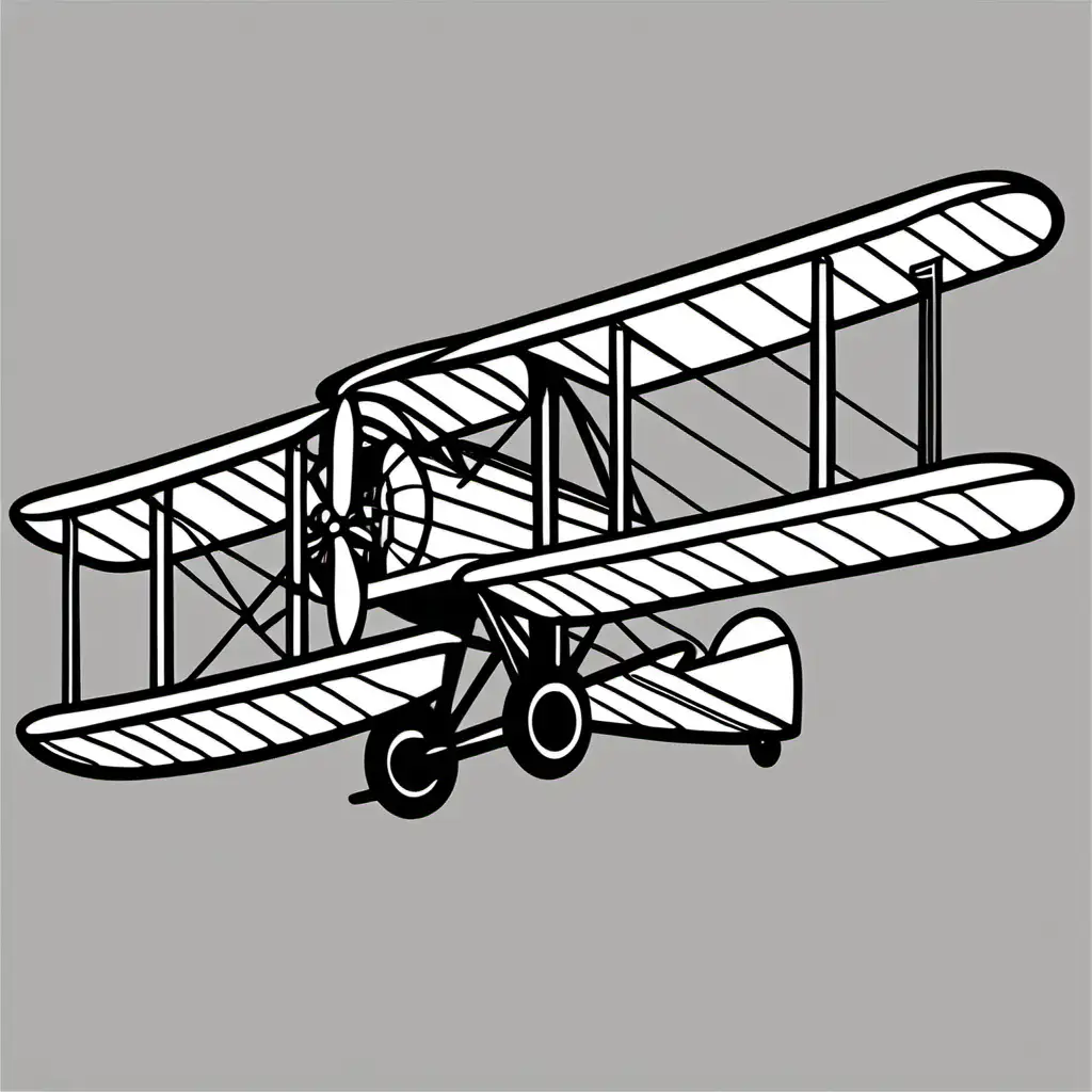 wright brothers plane simple outline black and white