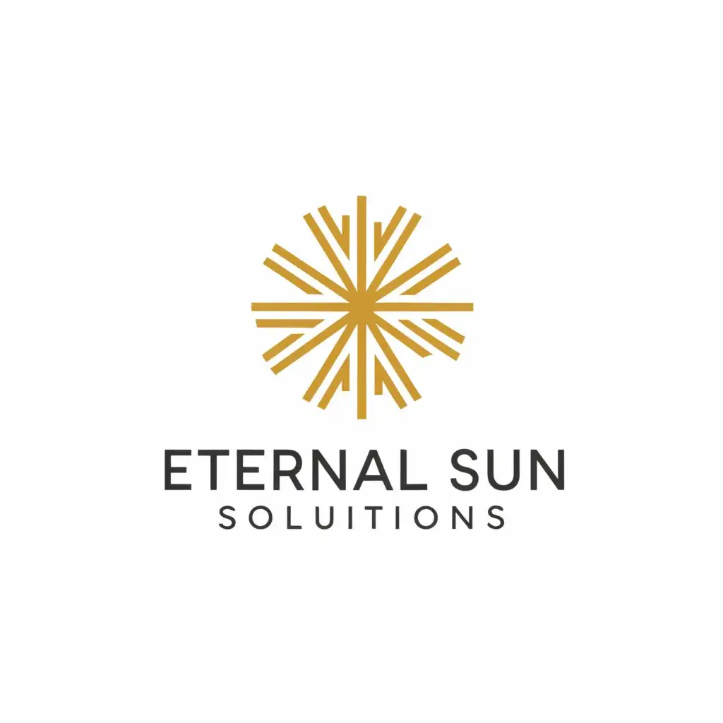 a logo design,with the text "Eternalsun solutions", main symbol:sun, gold,Minimalistic,be used in Beauty Spa industry,clear background
