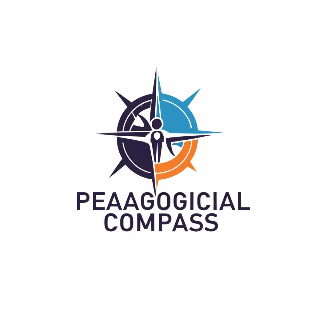a logo design,with the text "Pedagogical compass", main symbol:compass teacher and student,Moderate,be used in Education industry,clear background