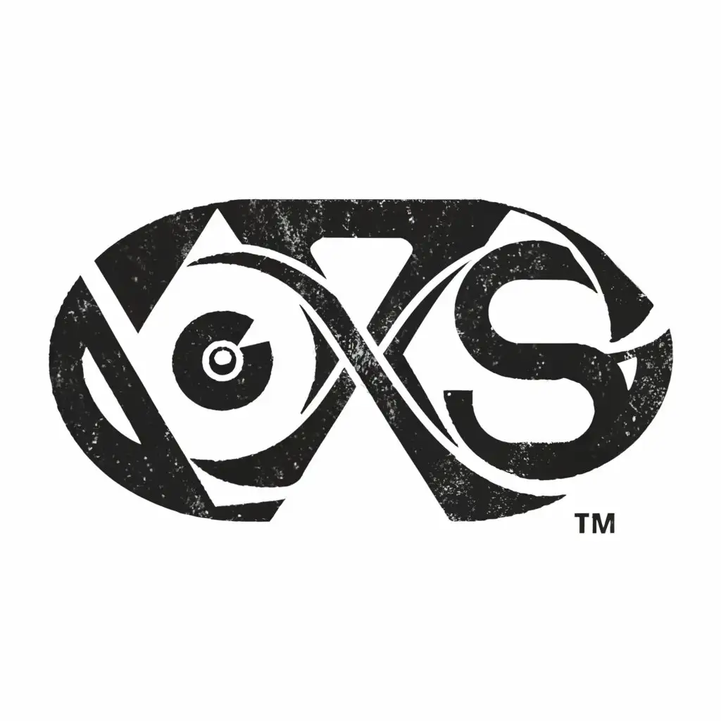 a logo design,with the text "XS", main symbol:Black eye,complex,clear background