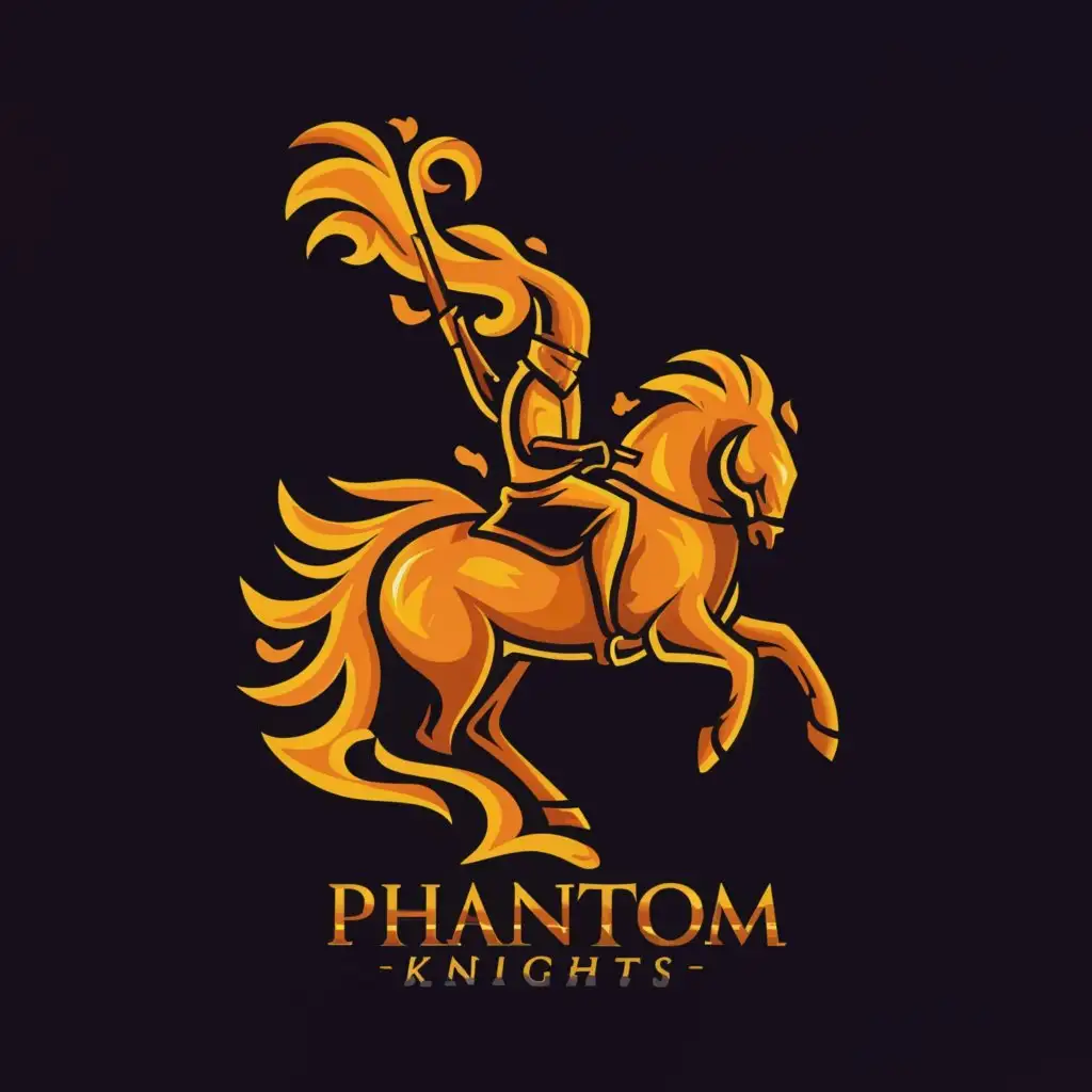 Logo-Design-For-Phantom-Knights-Elegant-Text-in-Golden-Fire-Colour-on-a-Clear-Background