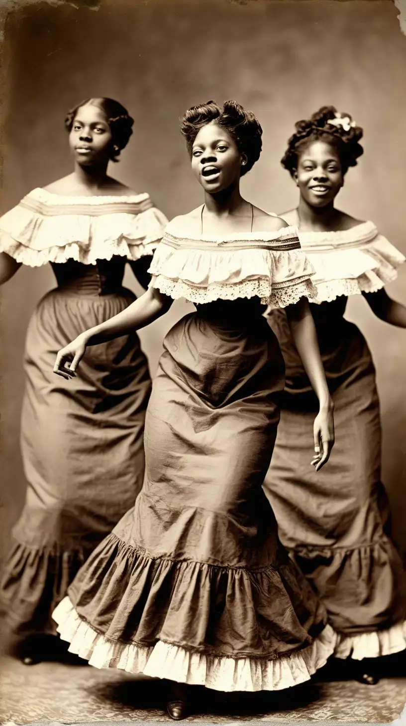 Energetic Black Women Dancing in 19th Century Celebration