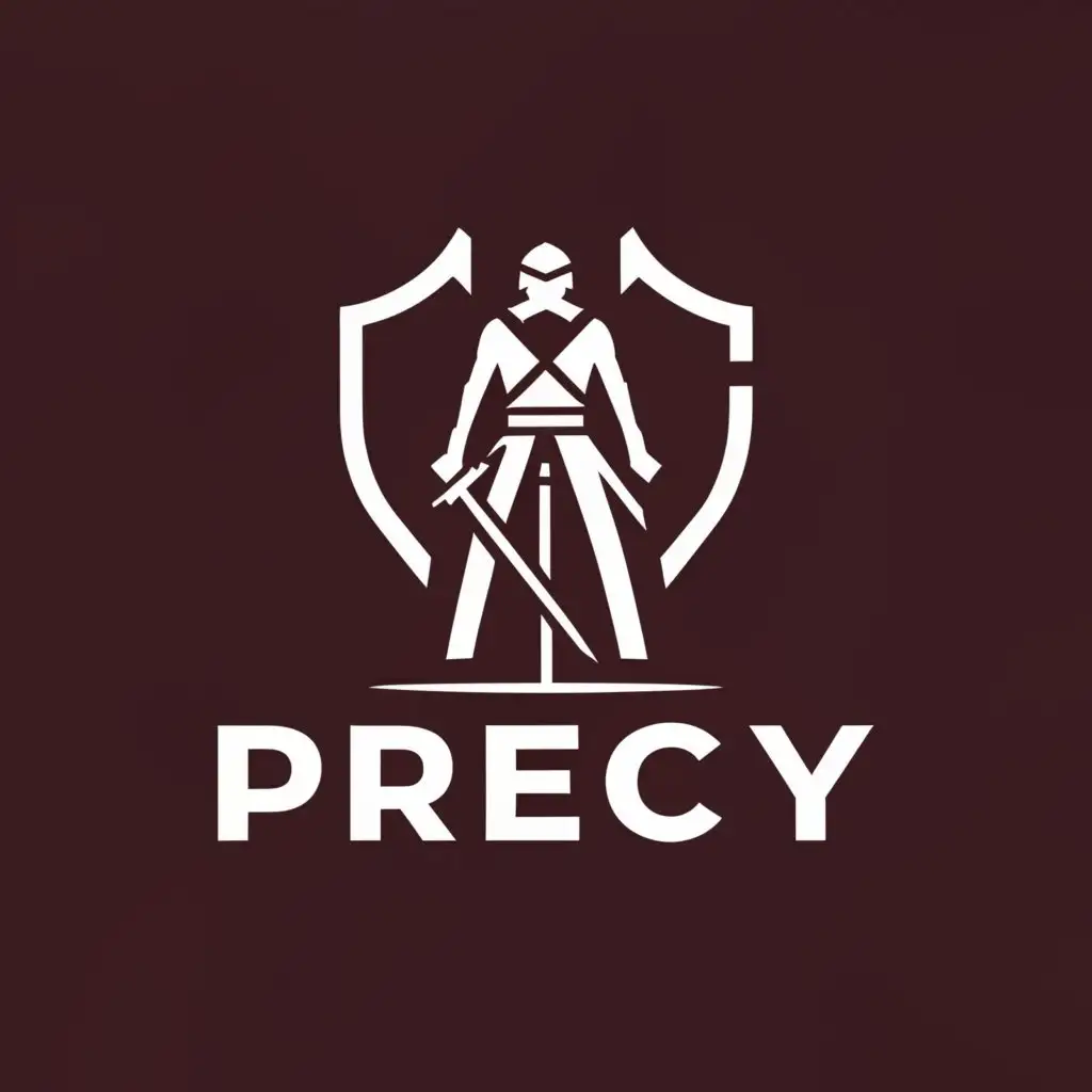 a logo design,with the text "PRECHY", main symbol:Warrior,Minimalistic,clear background