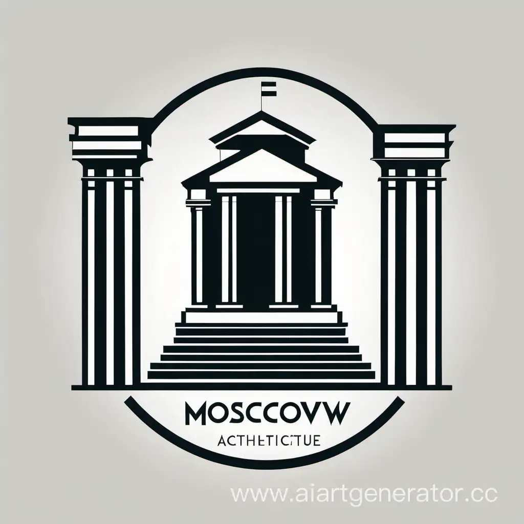 a simple laconic logo in avant-garde constructivism  style, architectural elements and columns, geometric style, dedicated to anniversary of 275 years of Moscow School of architecture