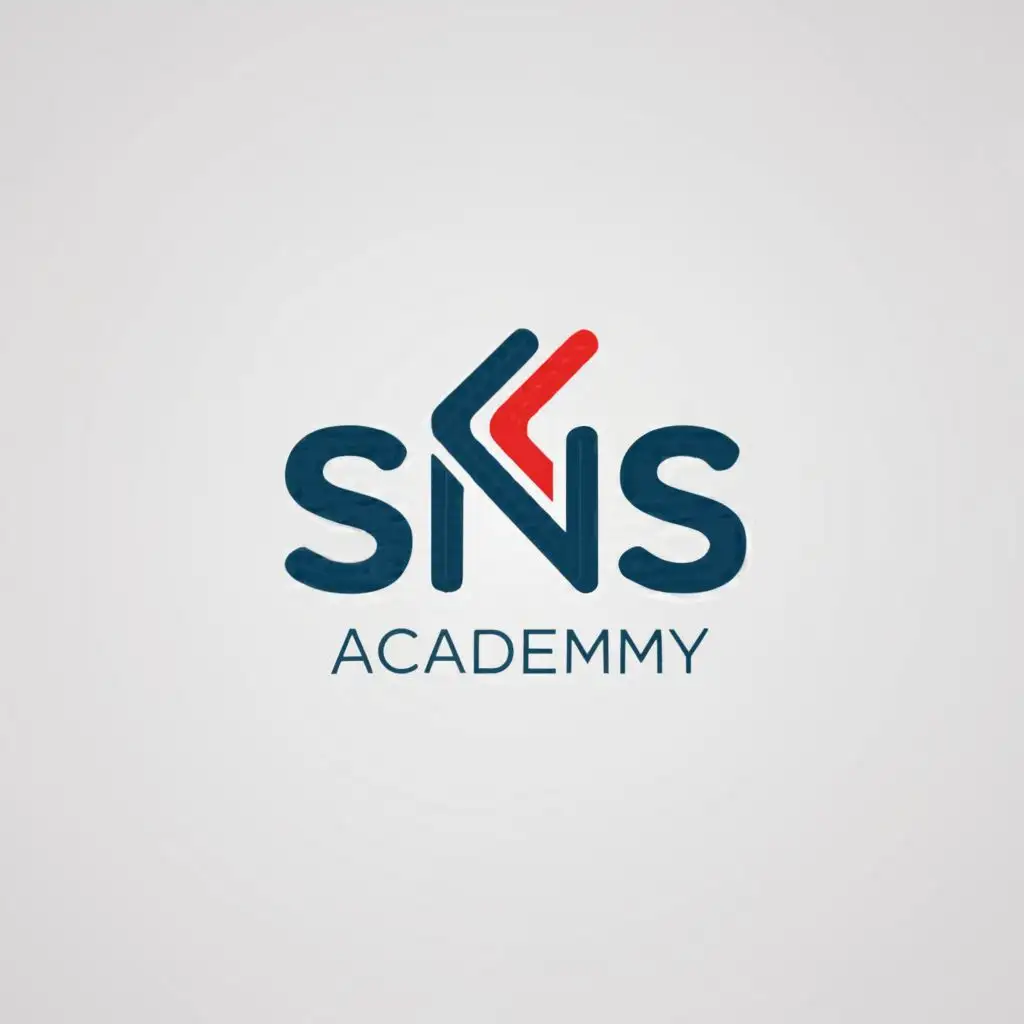 a logo design, with the text "SNS ACADEMY", main symbol: Typo of "SNS", moderate, clear background, red and blue colour, more complex