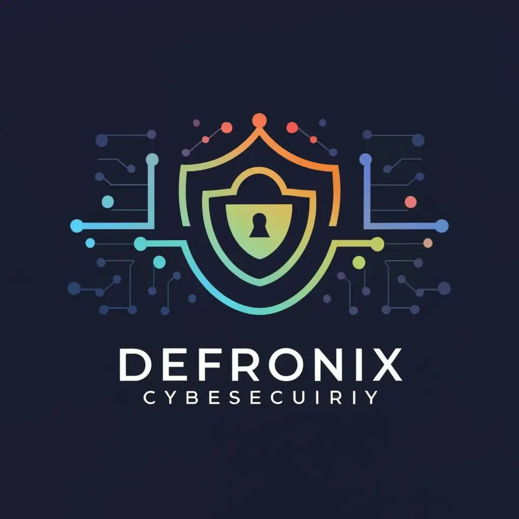 logo, Internet, with the text "Defronix Cybersecurity", typography, be used in Technology industry